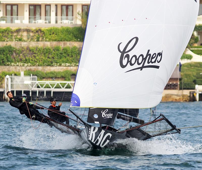 Rag and Famish Hotel is in fifth place going into Race 3 of the NSW Championship photo copyright Frank Quealey taken at Australian 18 Footers League and featuring the 18ft Skiff class