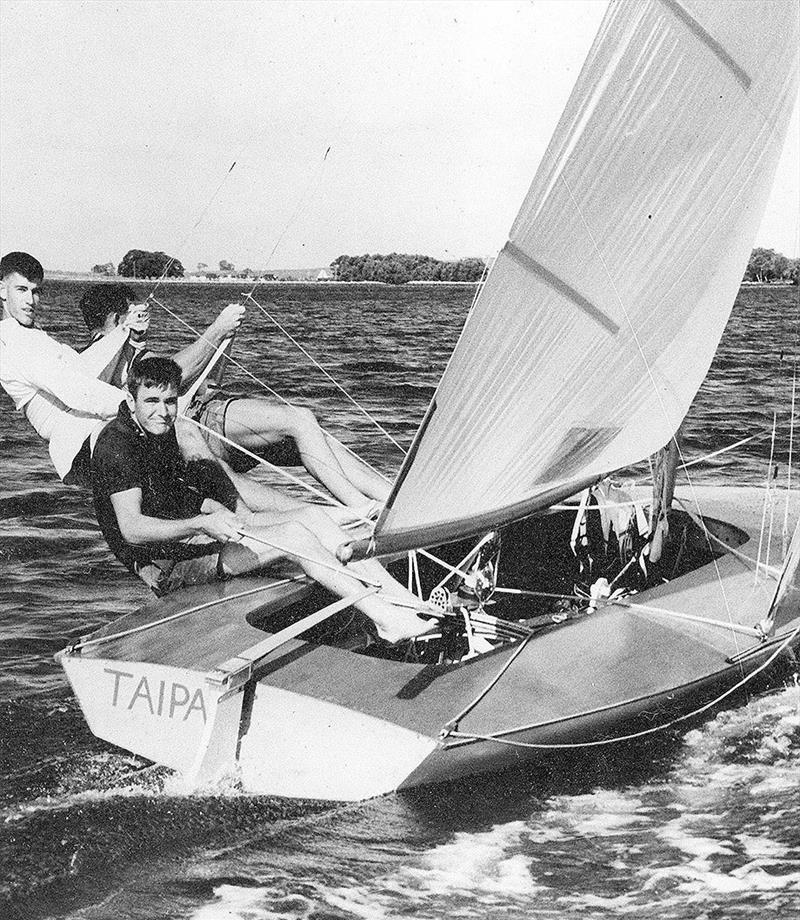 Bob Miller (aka Ben Lexcen) and the controversial Taipan in 1960 - JJ Giltinan Championship  photo copyright Frank Quealey taken at Australian 18 Footers League and featuring the 18ft Skiff class