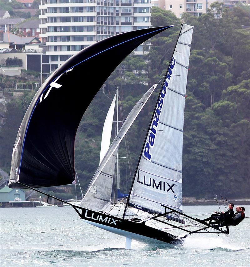 Aron Everett, with skipper Jono Whitty and bowman Greg Dixon on Panasonic Lumix - photo © Frank Quealey