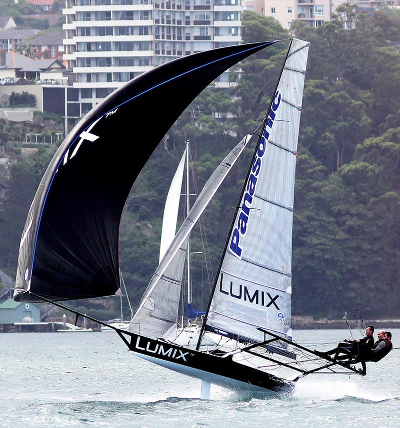 Aron Everett, with skipper Jono Whitty and bowman Greg Dixon on Panasonic Lumix - photo © Frank Quealey