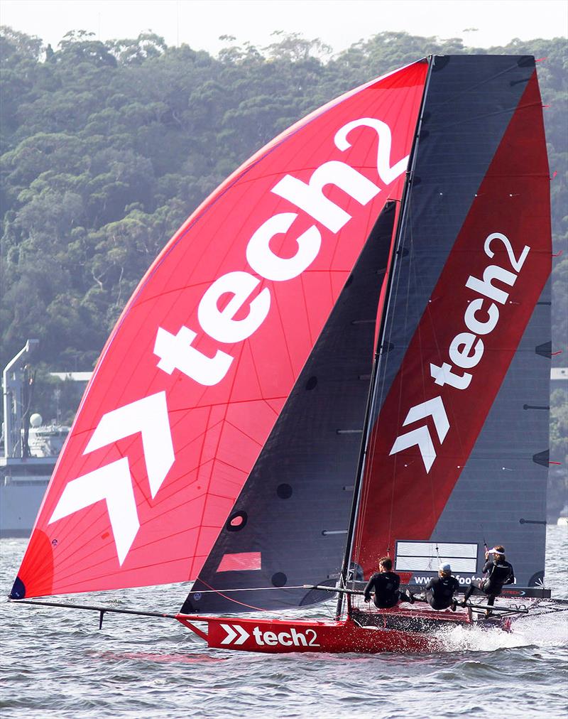 Tech2 heads for victory in the Australian Championship photo copyright Frank Quealey taken at Australian 18 Footers League and featuring the 18ft Skiff class