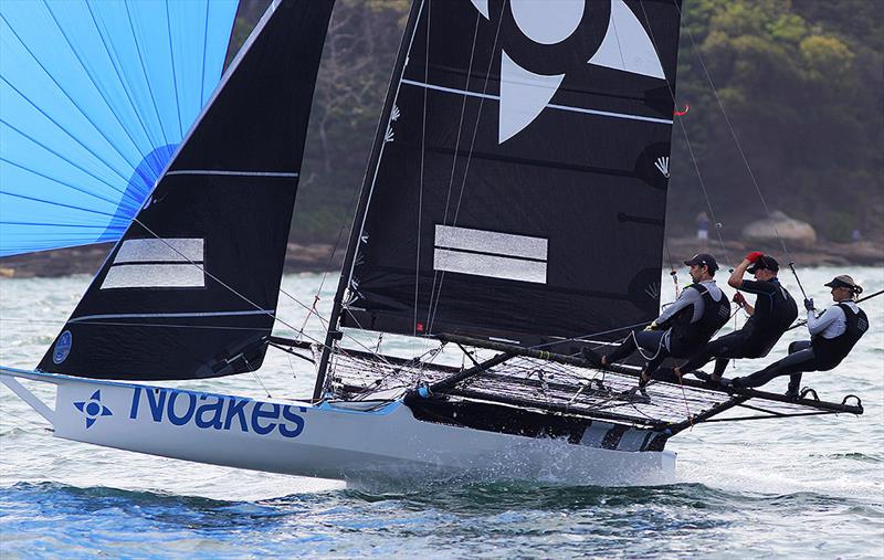 Noakes Blue team makes a spinnaker run look easy in a North-East wind photo copyright Frank Quealey taken at Australian 18 Footers League and featuring the 18ft Skiff class