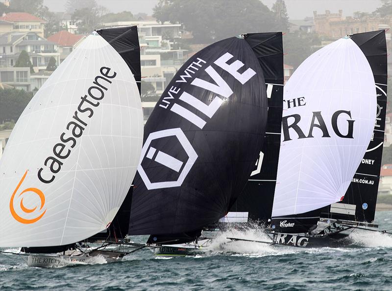 Fleet action in the 2019- League season photo copyright Frank Quealey taken at Australian 18 Footers League and featuring the 18ft Skiff class