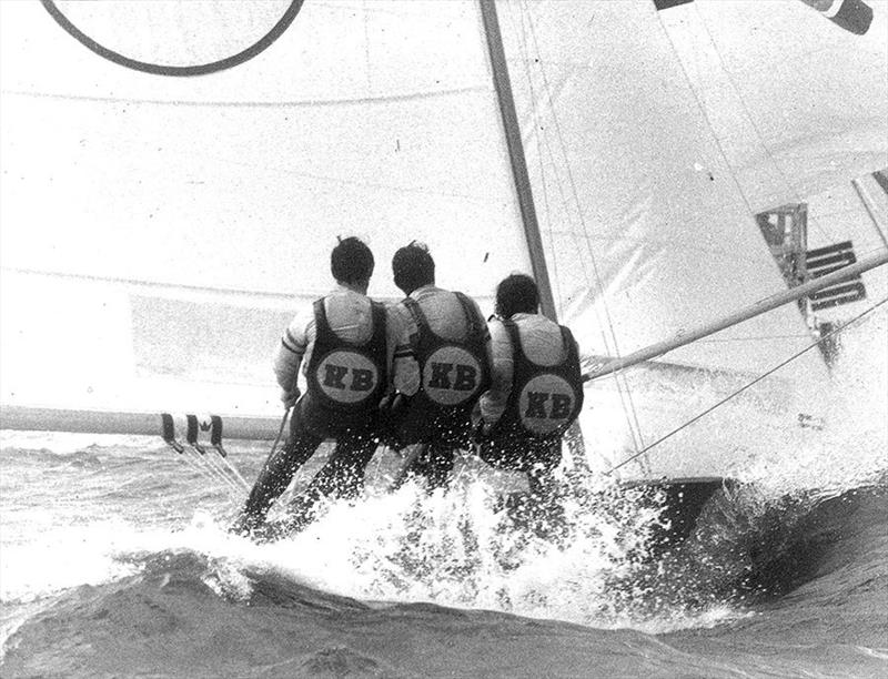 KB plows through the chop on Sydney Harbour photo copyright Frank Quealey taken at Australian 18 Footers League and featuring the 18ft Skiff class