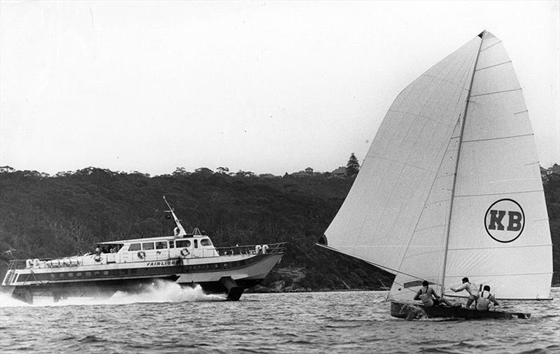 Two familiar sights on Sydney Harbour during the 1970s, KB and the Manly Ferry - photo © Frank Quealey