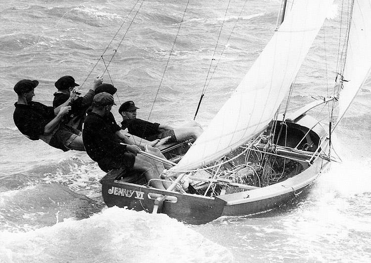 1956 JJ Giltinan world champion Jenny VI, skippered by Norman Wright Jr. - Queensland's golden days photo copyright Frank Quealey taken at Australian 18 Footers League and featuring the 18ft Skiff class