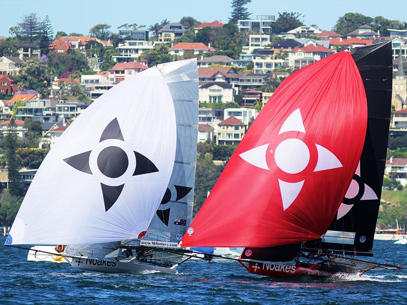 Noakes Youth (white spinnaker) and Noakesailing (red) go head-to-head during the 2017-2018 Season - photo © Frank Quealey