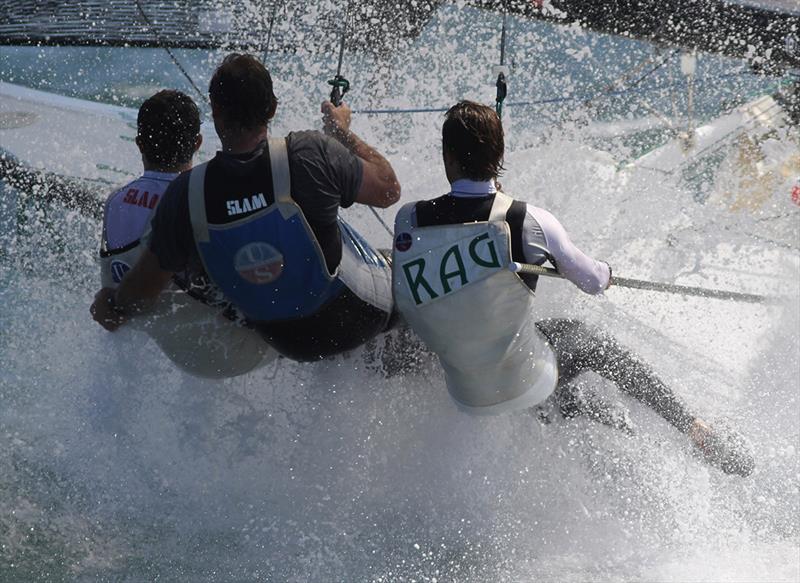 Jack Macartney drives the skiff hard downwind - photo © Frank Quealey