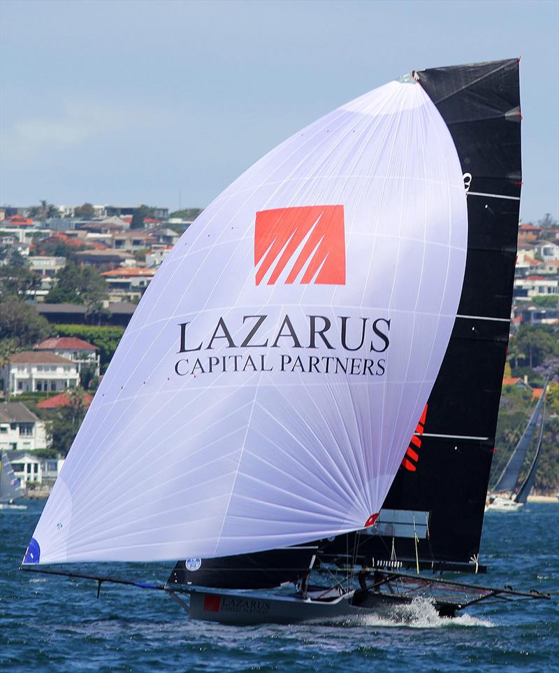 First day on Sydney Harbour with the Lazarus colours photo copyright Frank Quealey taken at Australian 18 Footers League and featuring the 18ft Skiff class