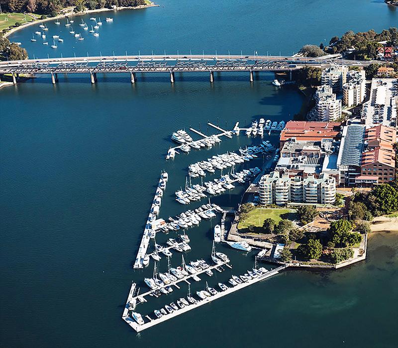 Birkenhead Point Marina setting photo copyright Frank Quealey taken at Australian 18 Footers League and featuring the 18ft Skiff class