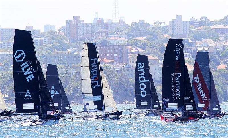 Start of Race 2 at the Australian Championship photo copyright Frank Quealey taken at Australian 18 Footers League and featuring the 18ft Skiff class