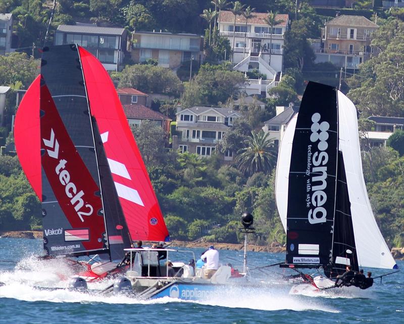 Two contenders for the Australian Championship title with the live stream video team on hand to capture all the action - photo © Frank Quealey