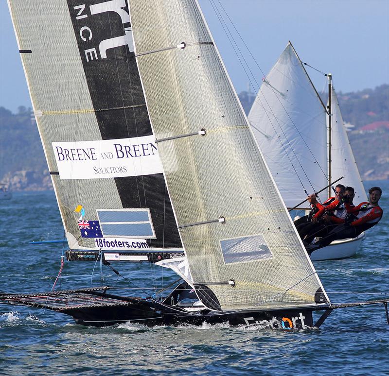 Finport Finance team approaches the finish line as a deserved winner of race 15 of the 18ft Skiff Club Championship - photo © Frank Quealey