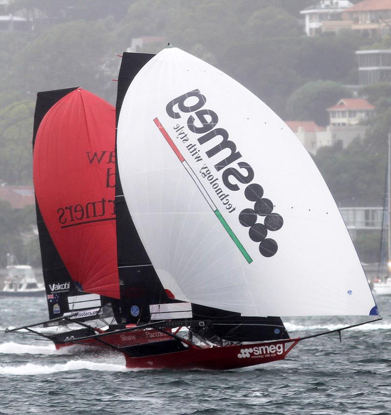 Close battle behind the leaders on first lap of the course - 2021 JJ Giltinan 18ft Skiff Championship photo copyright Frank Quealey taken at Australian 18 Footers League and featuring the 18ft Skiff class