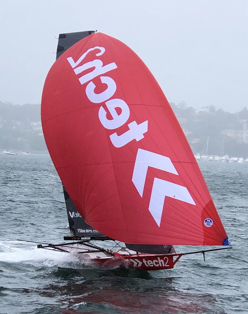 tech 2 early on a spinnaker run - 2021 JJ Giltinan 18ft Skiff Championship photo copyright Lara Quigley taken at Australian 18 Footers League and featuring the 18ft Skiff class