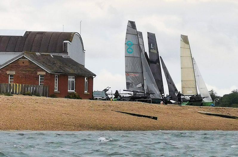 UK 18ft Skiff Solent Grand Prix Series Round 2 at Calshot photo copyright Kate and Harry Sullivan taken at  and featuring the 18ft Skiff class