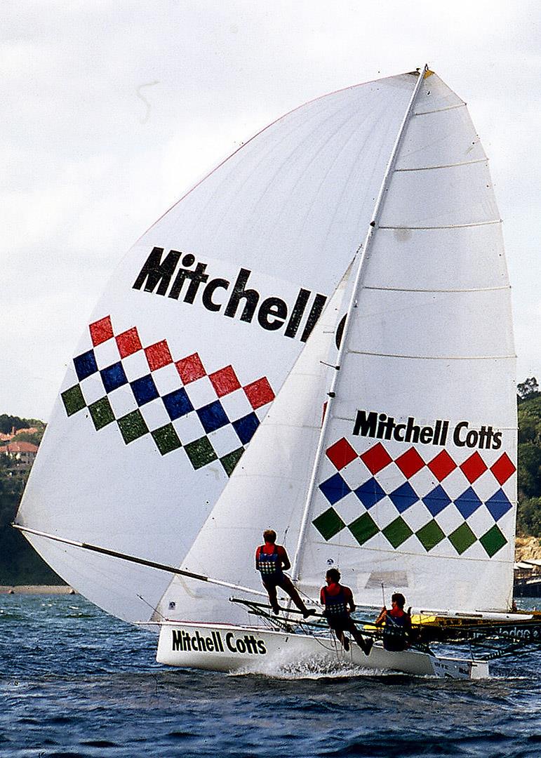 John Winning's Mitchell Cotts in the early 1980s photo copyright 18ft skiff Archive taken at Australian 18 Footers League and featuring the 18ft Skiff class