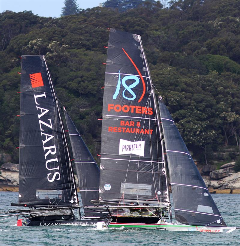 Close racing on the windward leg into Rose Bay - 18ft Skiffs: Spring Championship - photo © Frank Quealey