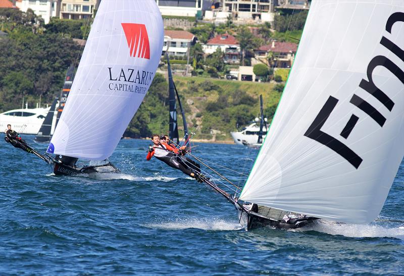 18ft Skiff Club Championship Race 1: Two of the teams in the top group throughout the race - photo © Frank Quealey