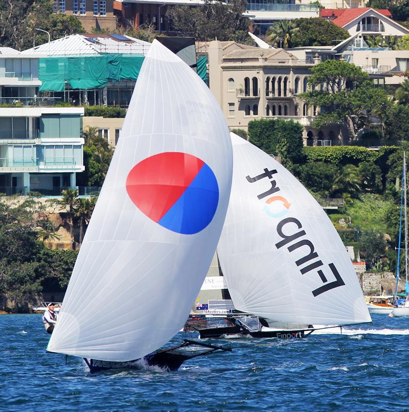 18ft Skiff Club Championship Race 1: Yandoo leads around the first mark photo copyright Frank Quealey taken at Australian 18 Footers League and featuring the 18ft Skiff class