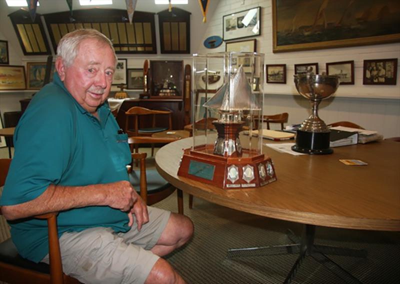 John 'Steamer' Stanley at his Sydney Flying Squadron office photo copyright Frank Quealey taken at Sydney Flying Squadron and featuring the 18ft Skiff class