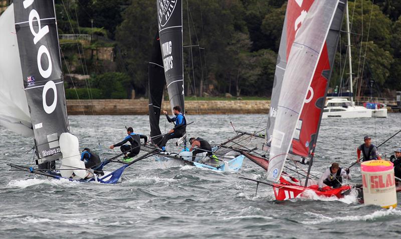 Bottom mark action - 18ft Skiffs Supercup - December 2021 - photo © Frank Quealey