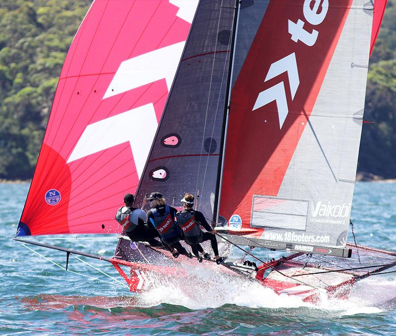 Tech2 crew chase the leaders early in the race - 18ft Skiff NSW Championship on Sydney Harbour - Race 7 - photo © Frank Quealey