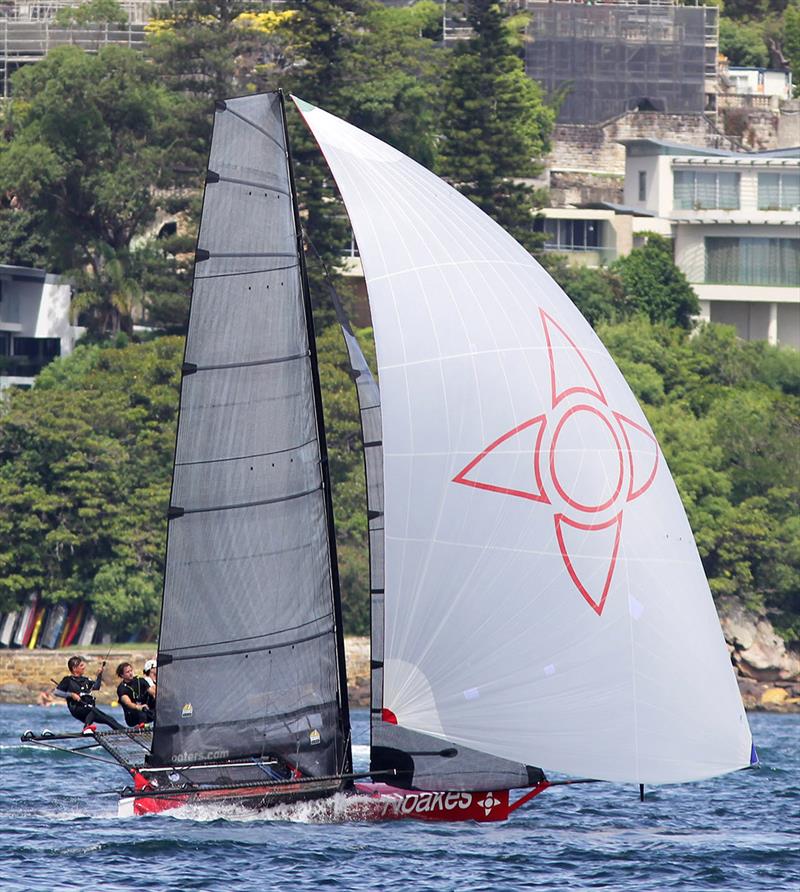 Noakesailing was the early race leader - 18ft Skiff NSW Championship photo copyright Frank Quealey taken at Australian 18 Footers League and featuring the 18ft Skiff class