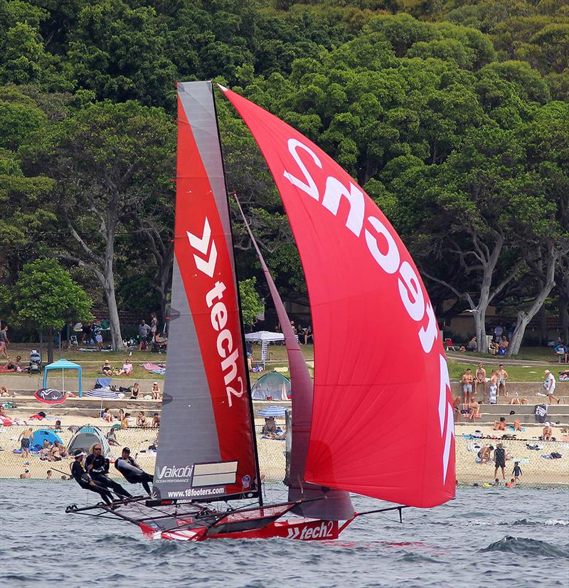Tech2's team give harbourside beach goers a close up look at the NSW champion - 18ft Skiff NSW Championship - photo © Frank Quealey