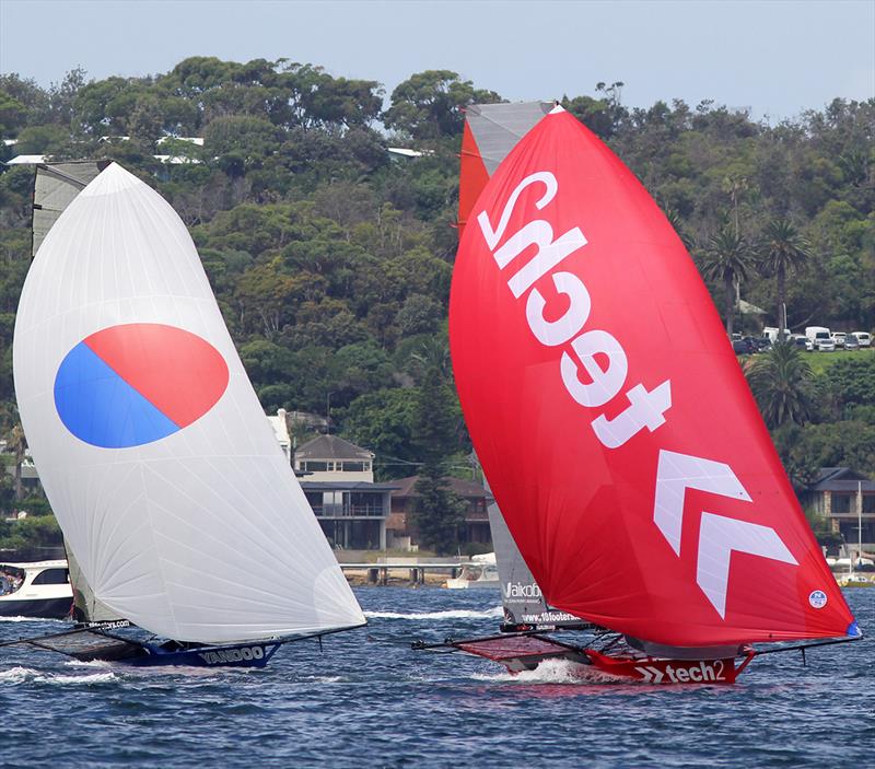 Match race-style as the two top championship contenders fight it out early in the race - 18ft Skiff NSW Championship - photo © Frank Quealey