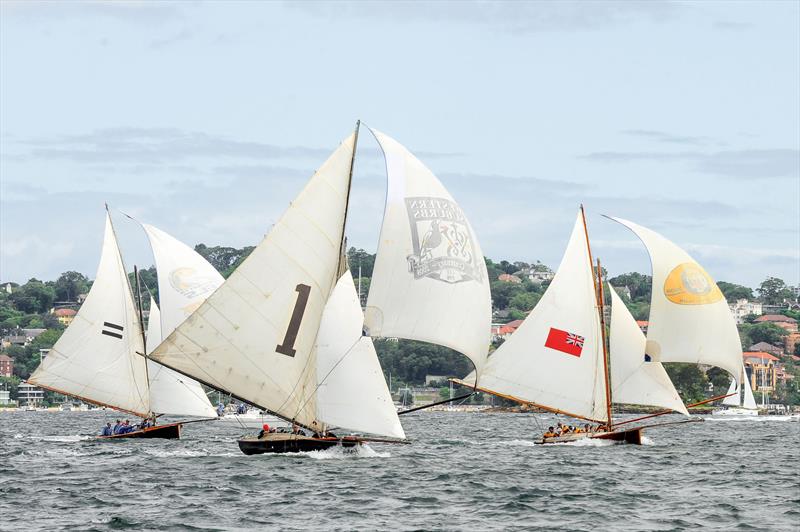 (l-r) Tangalooma, Top Weight and Britannia during the 2022 Historical 18 Footer Australian Championship - photo © Bruce Kerridge