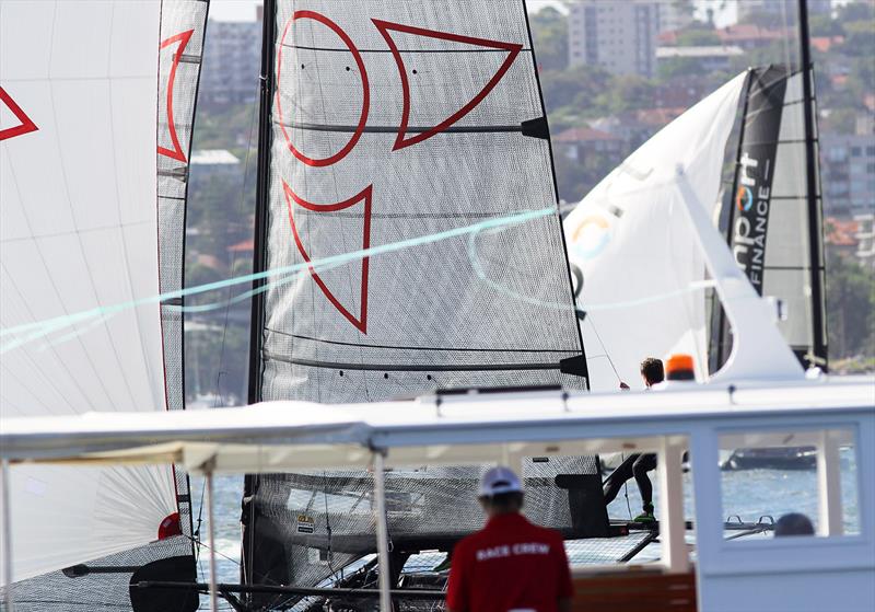 Finport Finance grabs a 1 second win in Race 7 of the 100th 18ft Skiff Australian Championship photo copyright Frank Quealey taken at Australian 18 Footers League and featuring the 18ft Skiff class