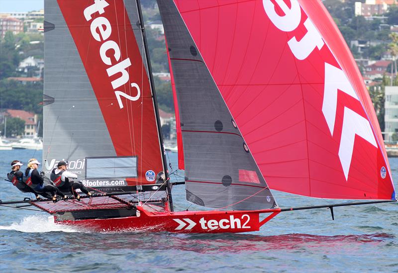 Tech2 dominant winner of Race 6 of the 100th 18ft Skiff Australian Championship photo copyright Frank Quealey taken at Australian 18 Footers League and featuring the 18ft Skiff class