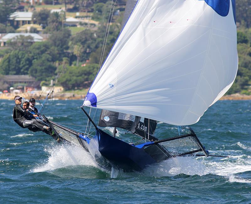 Andoo powers to victory in 18ft Skiff Club Championship Race 17 photo copyright Frank Quealey taken at Australian 18 Footers League and featuring the 18ft Skiff class