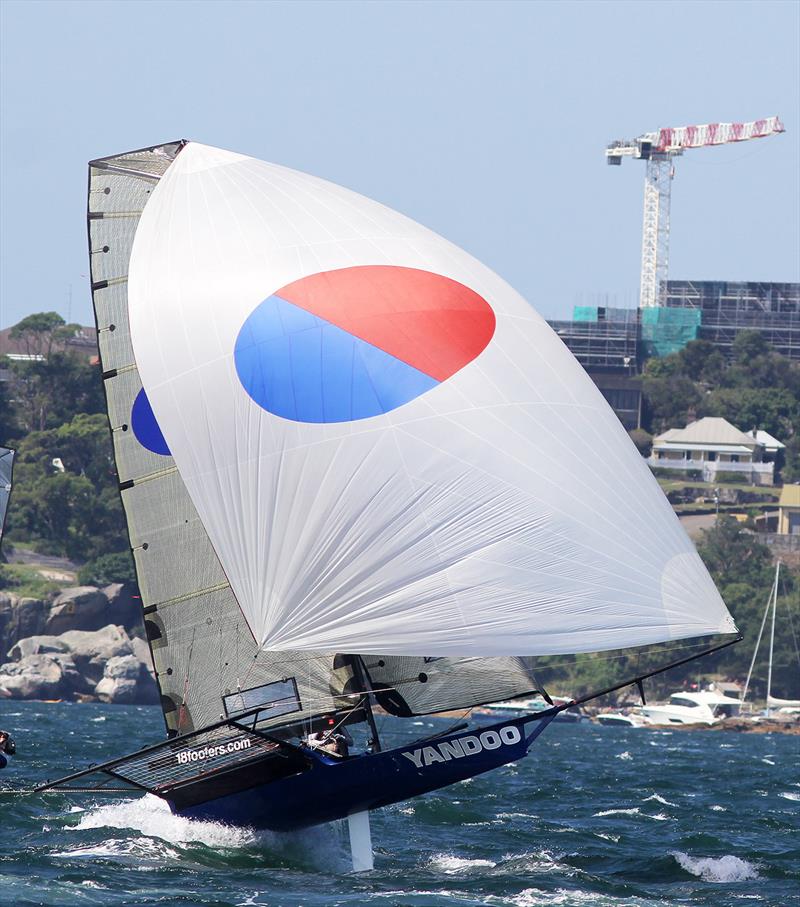 Yandoo early in 18ft Skiff Club Championship Race 17 photo copyright Frank Quealey taken at Australian 18 Footers League and featuring the 18ft Skiff class