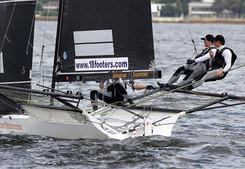 Super Sprints - Impressive German team finished second in Race 1 photo copyright Frank Quealey taken at Australian 18 Footers League and featuring the 18ft Skiff class