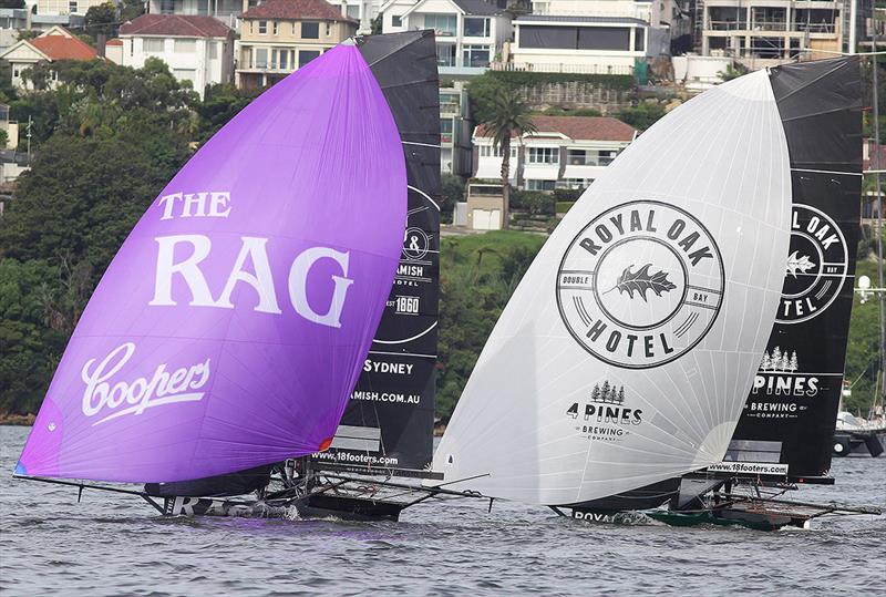 Super Sprints - Chasing the lead in Race 4 photo copyright Frank Quealey taken at Australian 18 Footers League and featuring the 18ft Skiff class