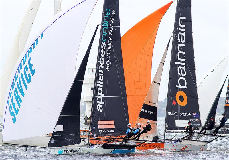 Super Sprints - Two youg teams in close battle photo copyright Frank Quealey taken at Australian 18 Footers League and featuring the 18ft Skiff class