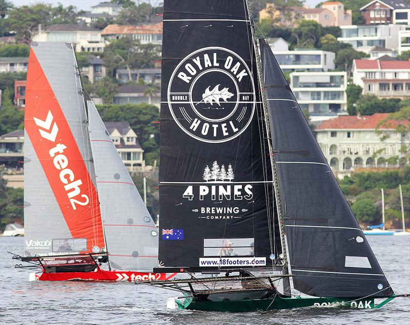 Super Sprints - Battle for the lead in Race 3 photo copyright Frank Quealey taken at Australian 18 Footers League and featuring the 18ft Skiff class