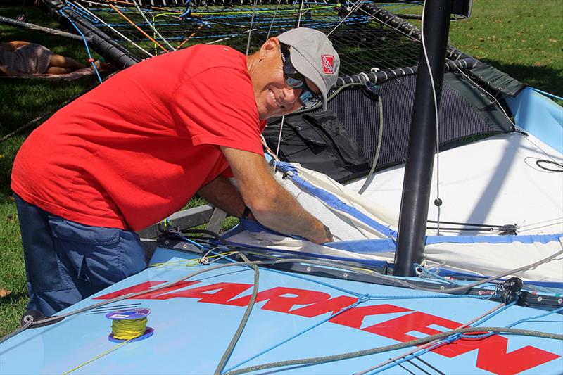 Howie preparing his skiff Harken at the JJs - JJ Giltinan World 18ft Skiffs Championship  photo copyright Frank Quealey taken at Australian 18 Footers League and featuring the 18ft Skiff class