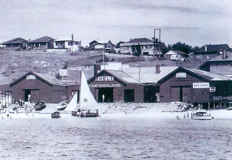 Fishers Boatshed in 1950s photo copyright Frank Quealey taken at Australian 18 Footers League and featuring the 18ft Skiff class