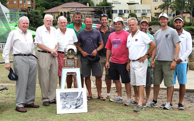 18 footers champions at the launch of the replica Myra Too (Bill Barnett is second from the left) photo copyright Archive taken at Australian 18 Footers League and featuring the 18ft Skiff class