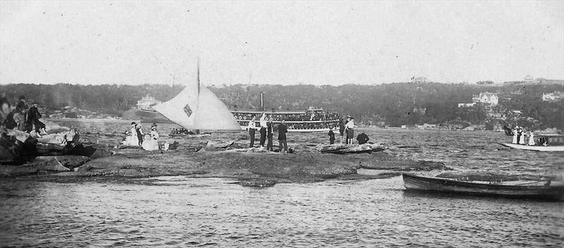 Early days, the ferry following a race off Shark Island photo copyright Archive taken at Australian 18 Footers League and featuring the 18ft Skiff class