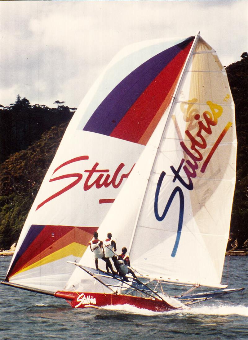 Stubbies with the 'sliding' spinnaker pole photo copyright Archive taken at Australian 18 Footers League and featuring the 18ft Skiff class