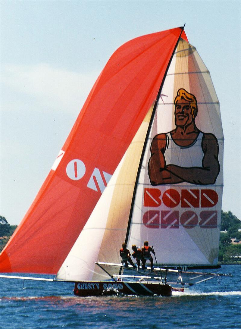 Chesty Bond with the 45ft mast in 1987 - photo © Frank Quealey