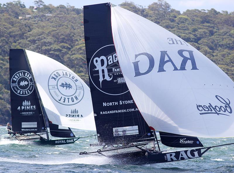 Race to the bottom mark photo copyright Frank Quealey taken at Australian 18 Footers League and featuring the 18ft Skiff class