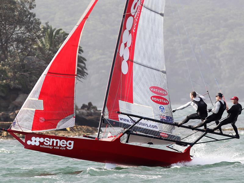 Lee Knapton skippering Smeg in 2016-17 photo copyright Frank Quealey taken at Australian 18 Footers League and featuring the 18ft Skiff class