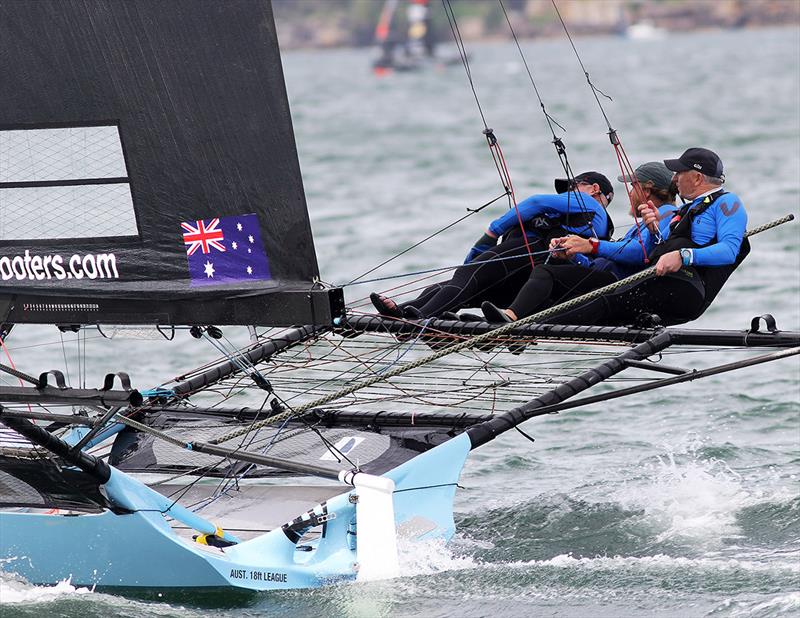 Experienced crew of Simon Nearn, Cam McDonald and Chris Cleary in Race 3 - Spring Championship photo copyright Frank Quealey taken at Australian 18 Footers League and featuring the 18ft Skiff class