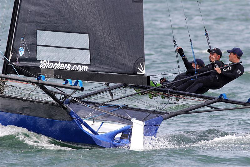 The Andoo crew win the start in Race 3 - Spring Championship photo copyright Frank Quealey taken at Australian 18 Footers League and featuring the 18ft Skiff class