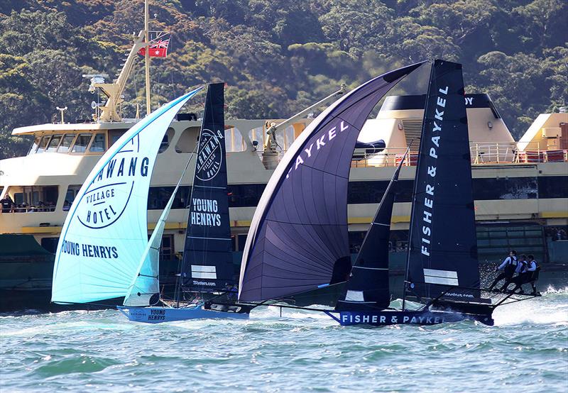 18ft skiffs match the Manly Ferry for speed - photo © Frank Quealey